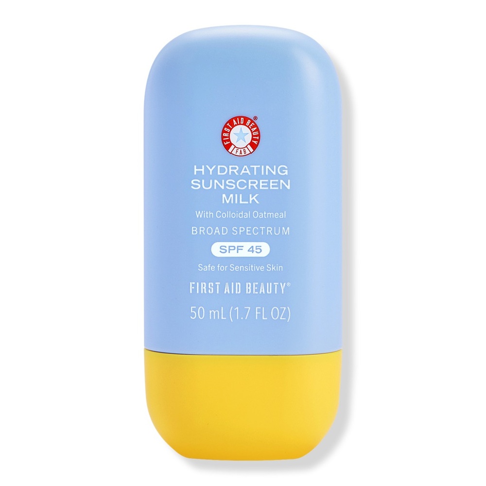 NEW First Aid Beauty Hydrating Sunscreen Milk SPF 45 - Blue and White